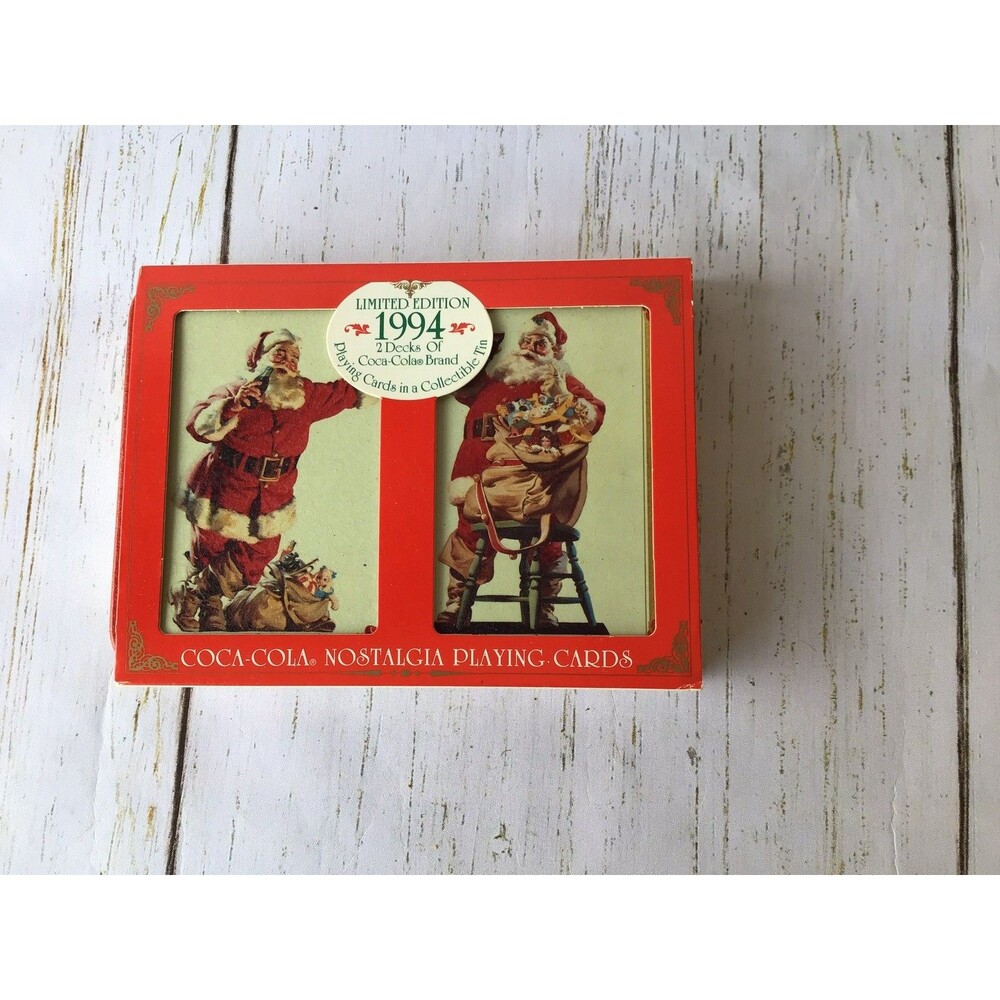 Vintage Coca-Cola Christmas Playing Cards Limited Edition 1994 Collectible Tin